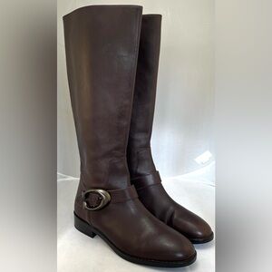 Coach Brynn Dark Brown Leather Tall Riding Boots Size 6.5 GUC